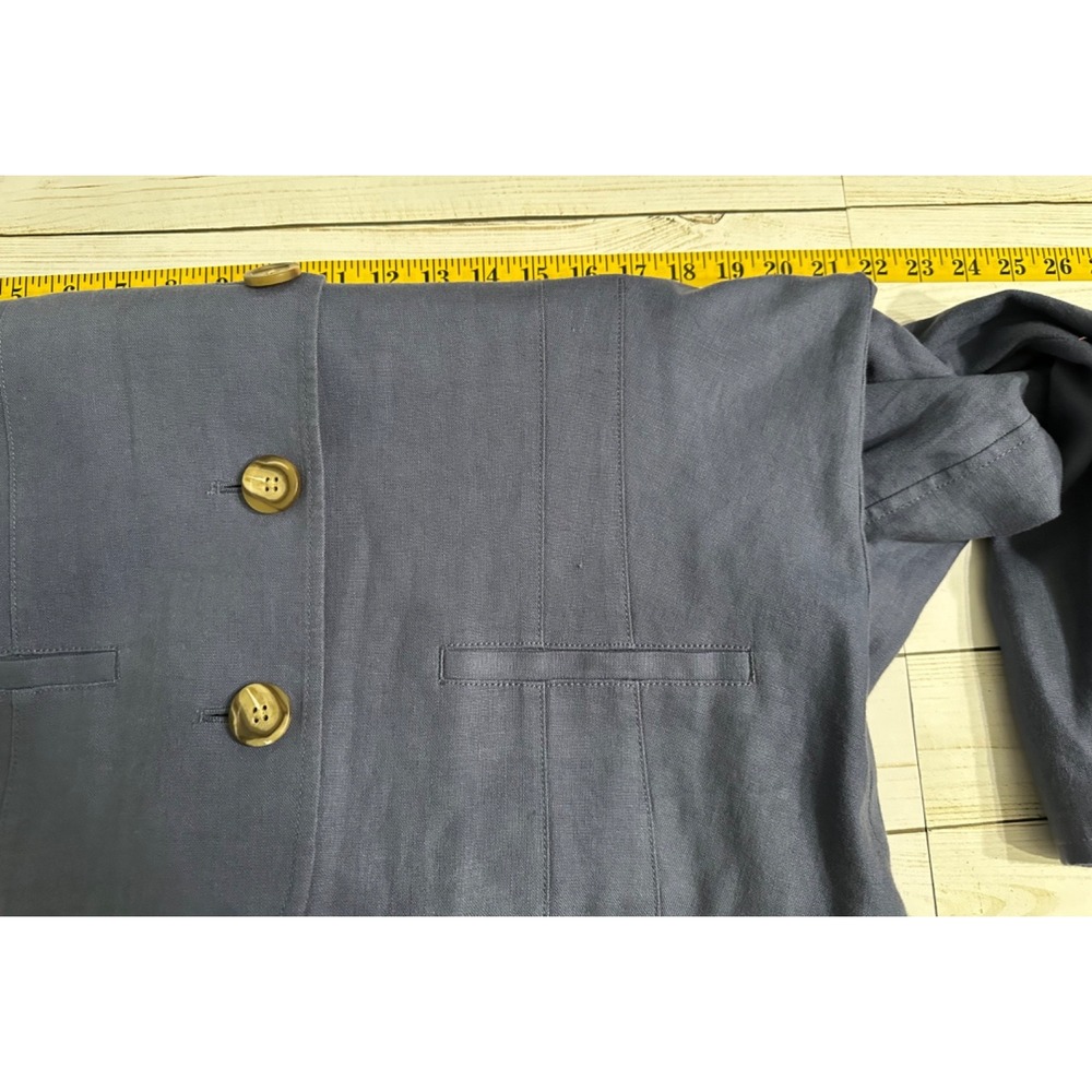 L.L.Bean Blazer Women's Blue 100% Linen Size 14 Button Up Jacket Classic - Picture 5 of 11